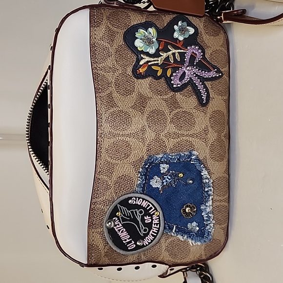 Coach Camera Bag Patches In Signature Tan Chalk - Picture 11 of 16